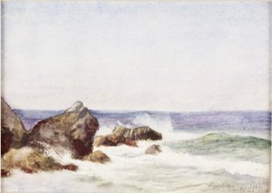 Trow Rocks (akvarel, kropsfarve og ridser ud på papir)